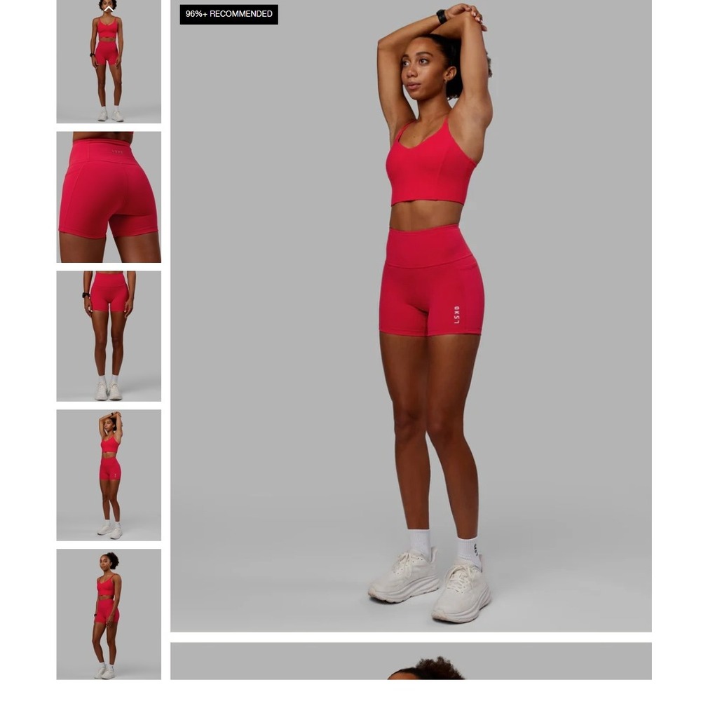 LSKD Flux X-Short Legging Scarlet Red Ultra High-Rise 4 Inch Shorts XL NEW NWT - Picture 9 of 16